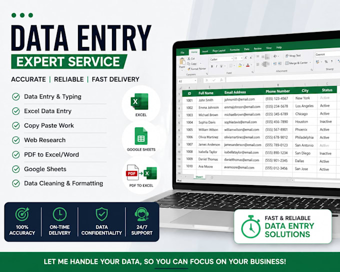do accurate data entry and excel data processing