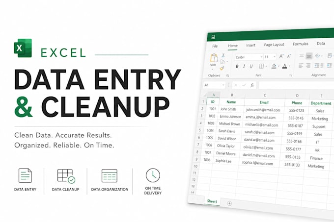 do excel data entry, inventory tracking and data cleanup