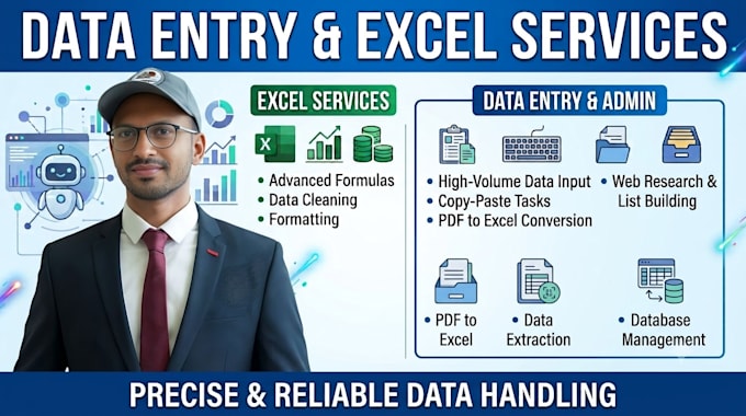 do data entry, cleaning, format excel, pdf to excel entry