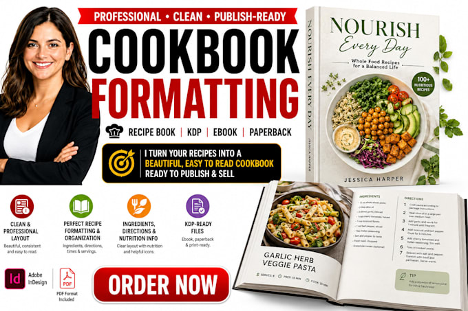 format KDP cookbook recipe book interior layout pdfs paperback formatting