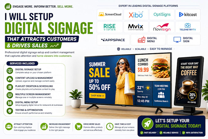create digital signage that attracts customers drives sales yodeck screencloud