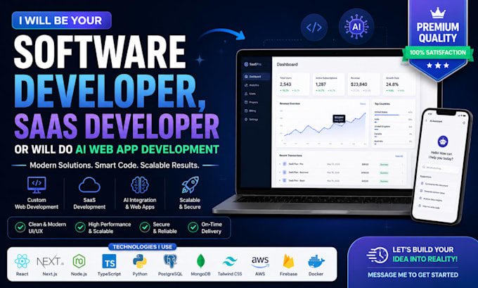 be your software developer, ai web app developer, or saas developer