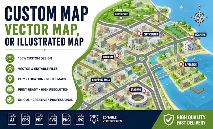 design a custom map, vector map, or illustrated map