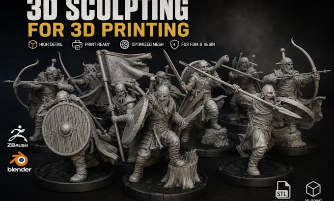 sculpt 3d models, characters, miniatures and figurines for 3d printing