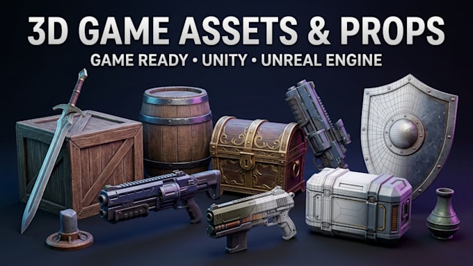 create game ready 3d assets and props for unity and unreal engine
