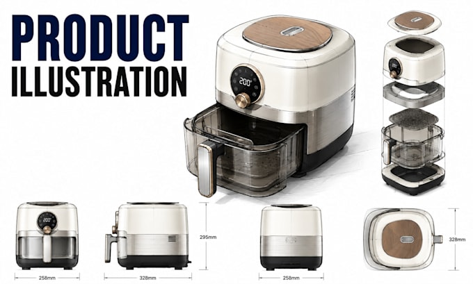 create product illustrations, technical diagrams and step by step instructions