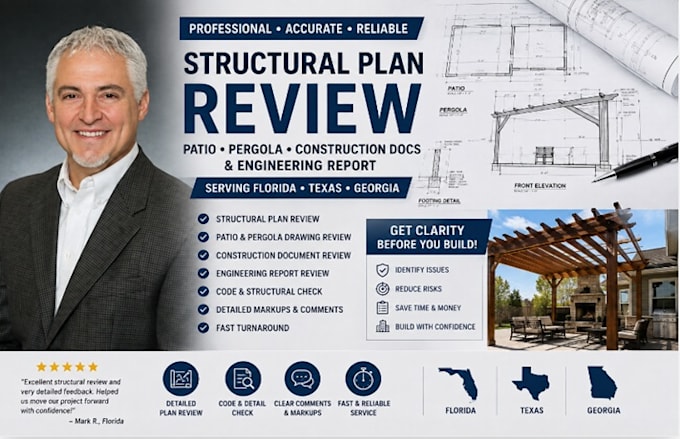 review structural plans construction document, engineering report in fl tx ga ca