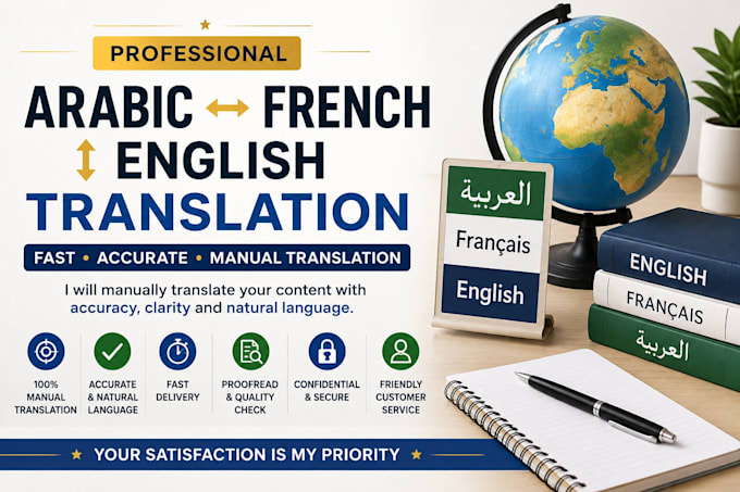manually tranlate english,french and arabic