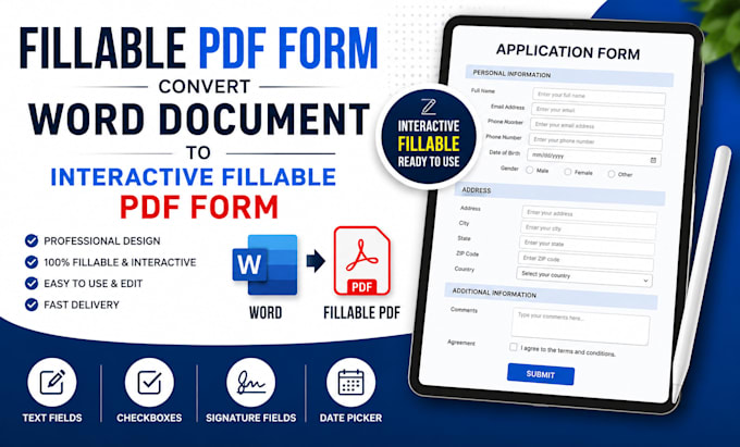 create fillable PDF form convert word document to interactive fillable PDF form
