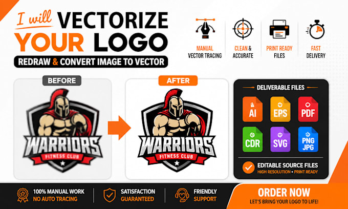 vectorize your logo, redraw and convert image to vector