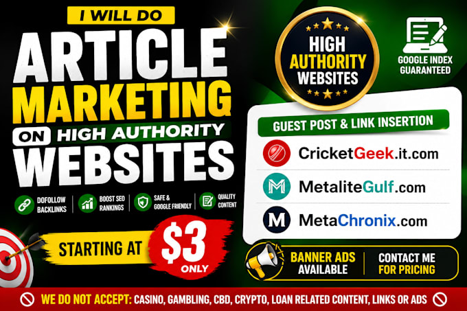 do article marketing on high authority website