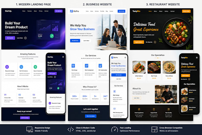 design and develop a modern responsive website UI UX