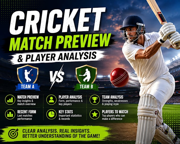 write cricket match previews and player analysis