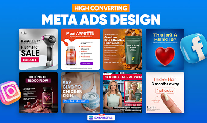 design high converting meta static ads for dtc brands