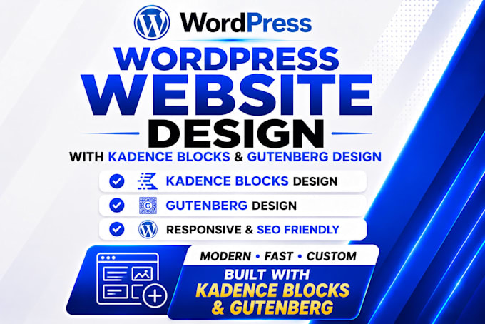 design or redesign wordpress website with kadence blocks