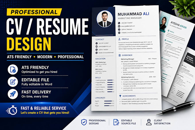 design a professional ats friendly CV resume