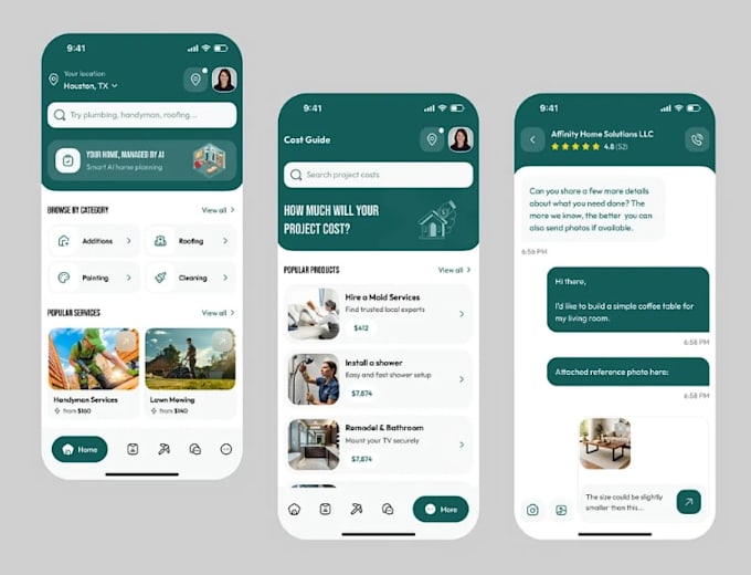 develop a home services marketplace app for android and iphone