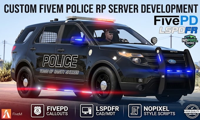 develop fivepd, lspdfr and nopixel inspired police rp server for fivem