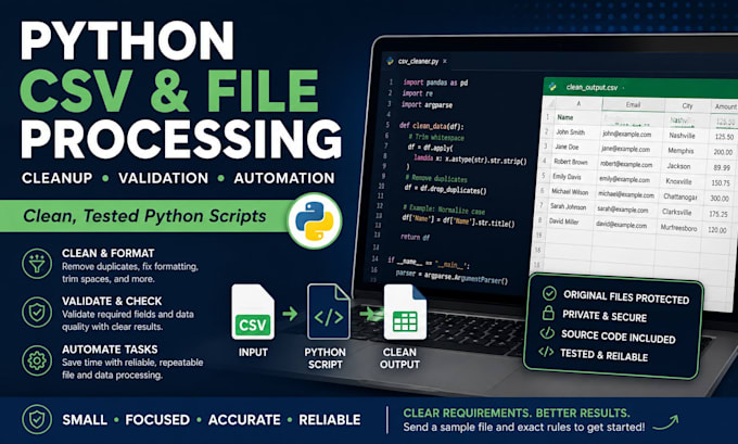 create a python script for CSV and file processing