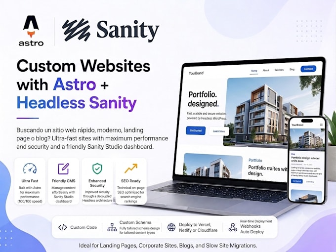 develop a business custom website with astro and sanity