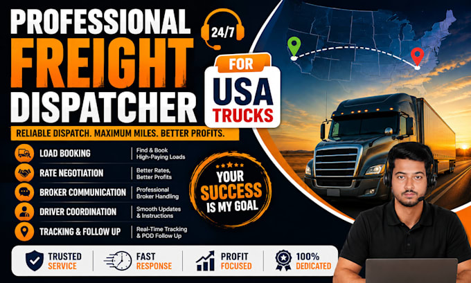 be your professional freight dispatcher for USA trucks