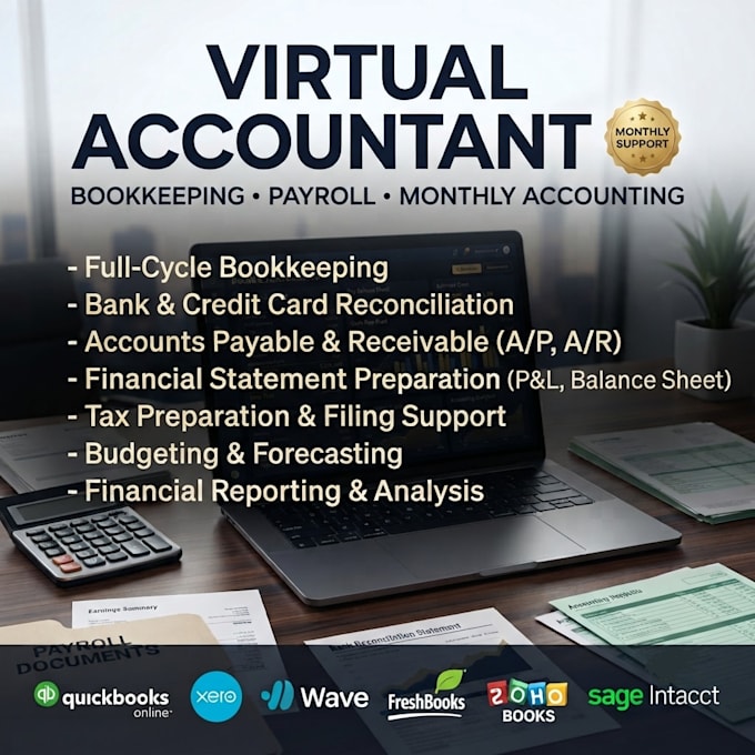 be your monthly virtual accountant, bookkeeper and payroll manager