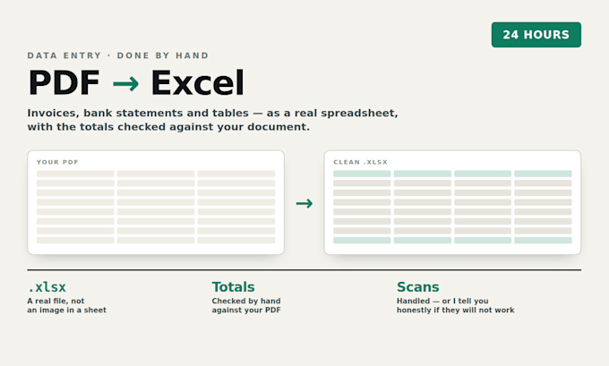 convert PDF to excel, invoices, bank statements and tables