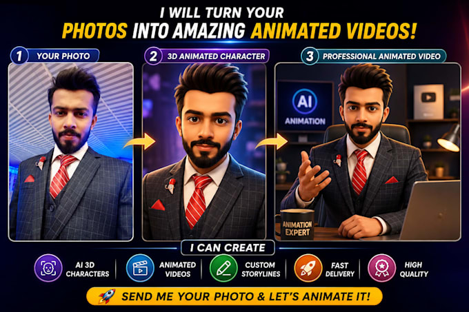 create ai animated 3d character videos from your photos