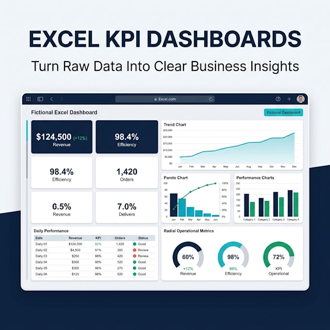create excel dashboards KPI trackers and reports