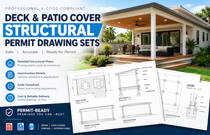 provide deck and patio cover structural permit drawing sets