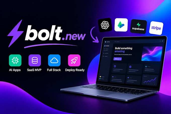 build a bolt new ai web app, saas mvp or full stack web app