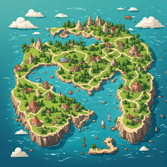 create event, tourist, and fantasy map illustration