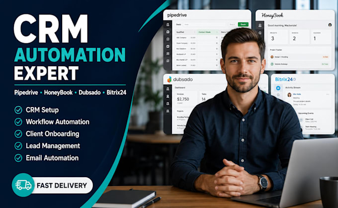 setup pipedrive honeybook dubsado or bitrix24 CRM automation