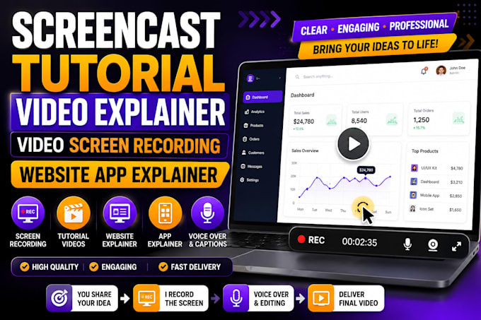 screencast tutorial video explainer video screen recording website app explainer