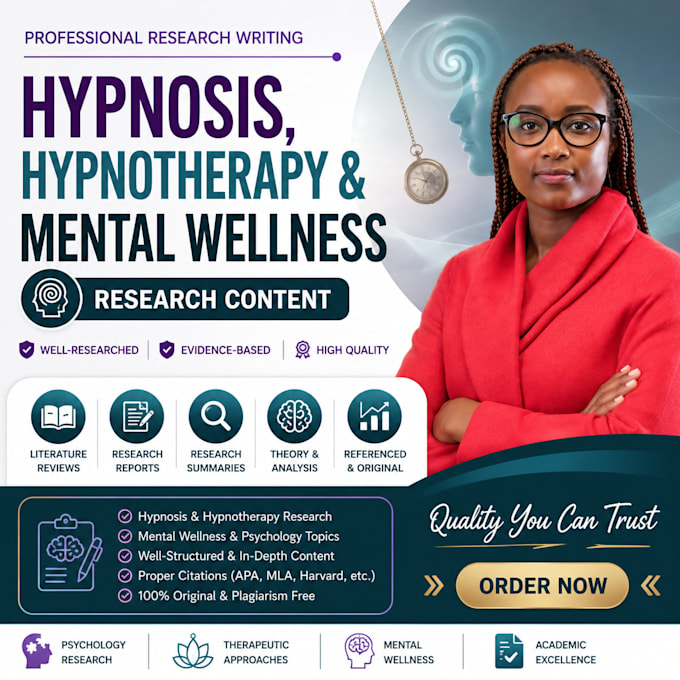 write hypnosis, hypnotherapy and mental wellness research content