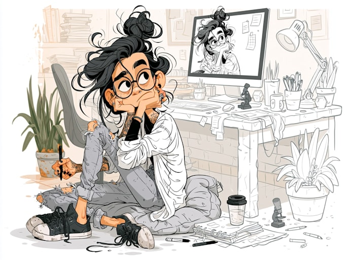 create cartoon illustrations, 2d cartoon character designs