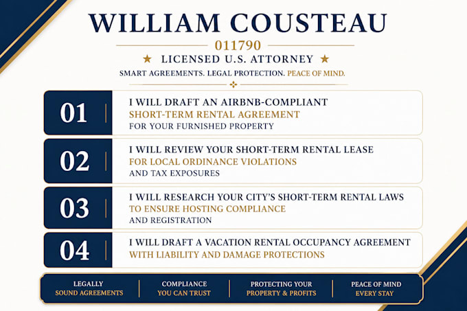 draft vacation rental occupancy agreement with liability protection US attorney
