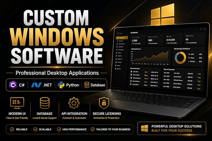 develop a professional custom windows desktop application