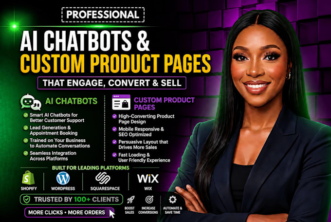 automate shopify, wix, wordpress website create product page or ai chatbot setup