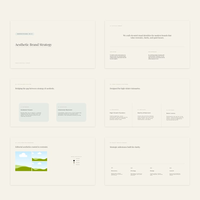design an aesthetic canva pitch deck or presentation deck
