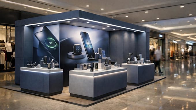 design a 3d mobile phone and accessories store