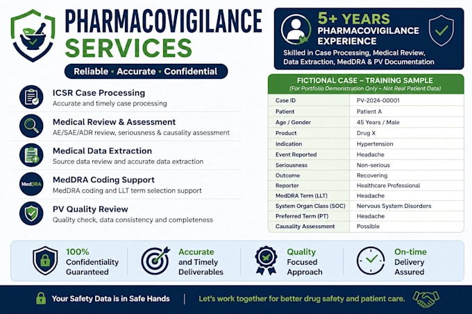 provide pharmacovigilance case processing and medical review support