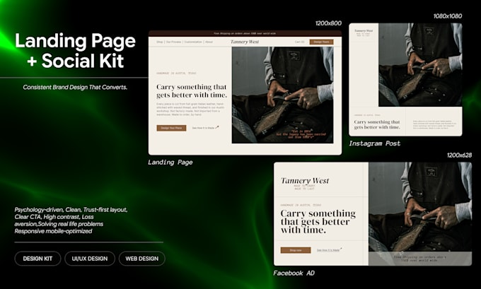 design a high converting landing page and social media kit