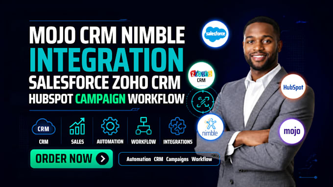 mojo dialer nimble crm integration salesforce zoho crm hubspot campaign workflow