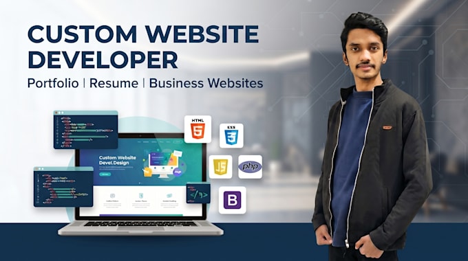 build a custom coded website using HTML CSS javascript with backend PHP python