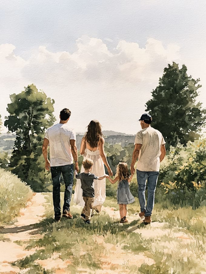 create a watercolor family portrait