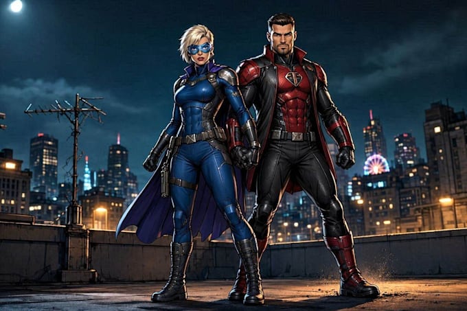 create custom superhero character in action