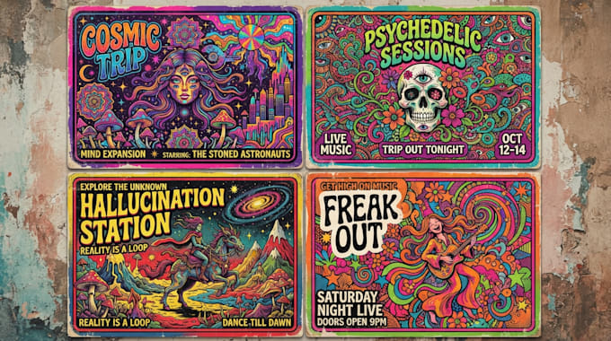 create psychedelic trippy pop art poster cover