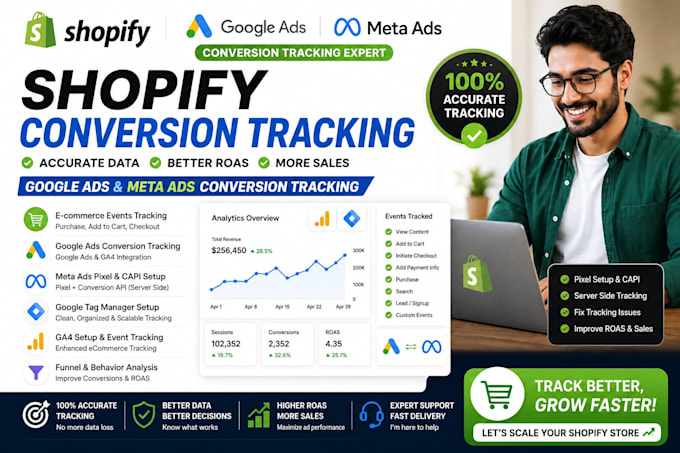 set up shopify google ads and meta ads conversion tracking GTM