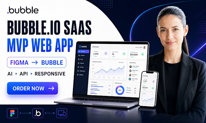 build bubble io saas mvp web app figma to bubble flutter responsive mobile app